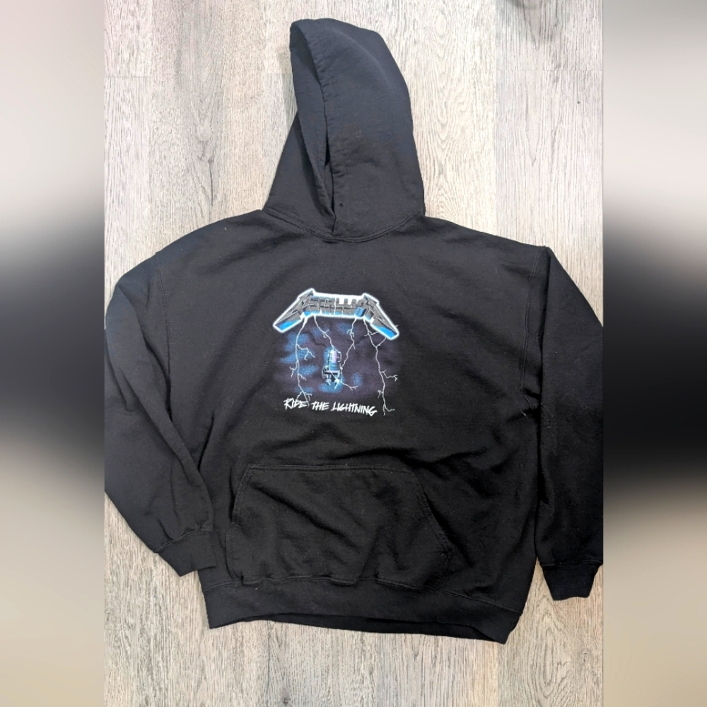 Metallica Ride the lightning Black Hoodie Size XL Unisex Metal Music Rock